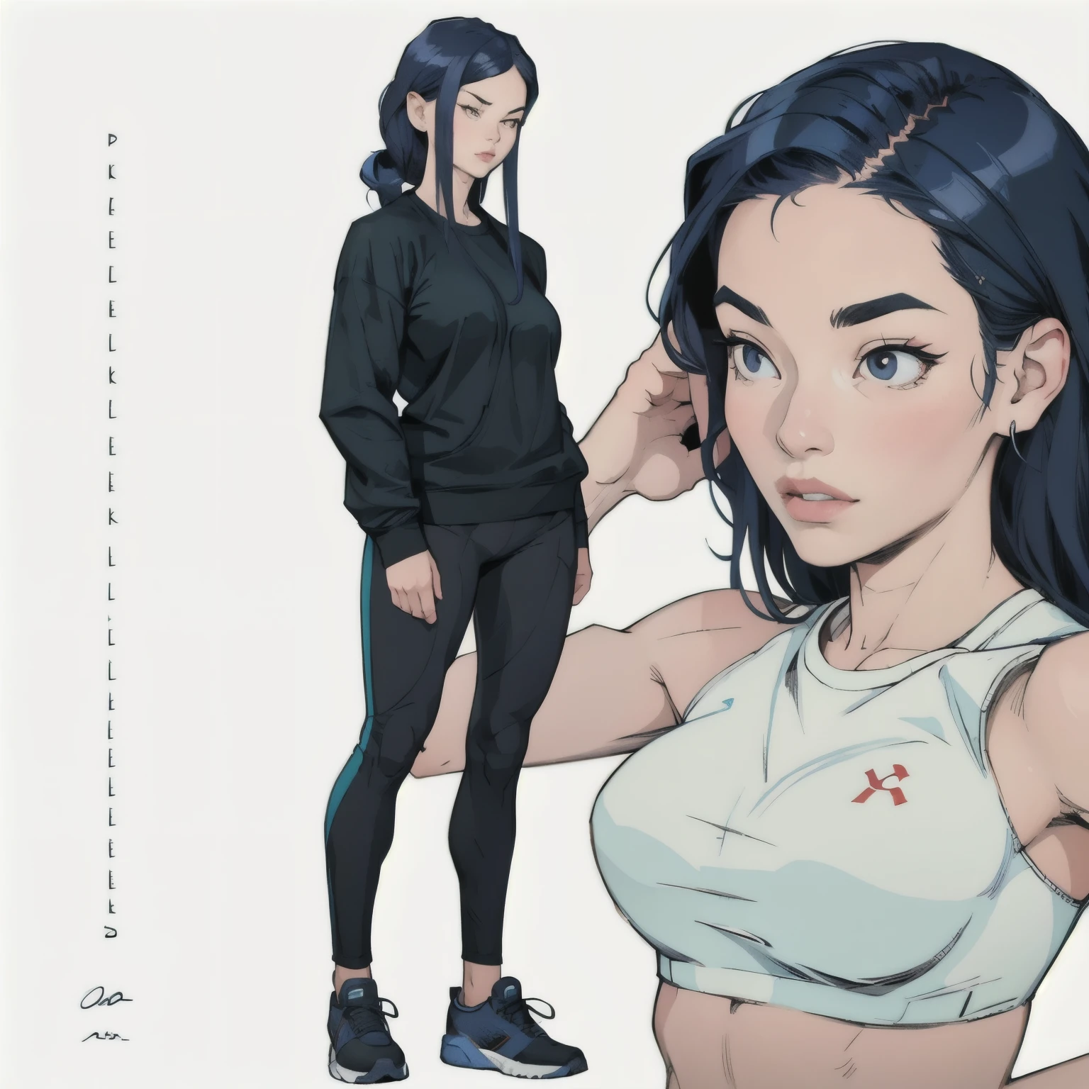 Asian girl, soft lips, simple background, Minimalism, monotonous, wearing a big sweatshirt, black pants, gym sneakers, standing, perfect hands, perfect anatomy,