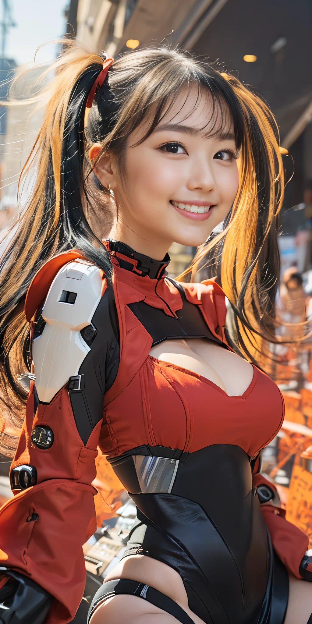 (8K、Raw photography、Highest quality、masterpiece:1.2),(Black Hair、Dark Eyes:1.9),(Plug Suit:1.6)、View your audience,Viewed from the front,White skin,(Short Twin Tails:1.4)、(Tight waist:1.6)、(Clothes that accentuate the shape of the breasts:1.0)、(Big Breasts :1.3)、Slim figure、Ultra-high resolution,beautiful,beautiful fece,(One person、No background:1.9),whole bodyボディー,Japanese women,(reality的:1.37)、Photon Mapping,reality、(Baby-faced and cute: 1.4)、(Cute Smile: 1.8)、(Round face: 1.8)、Radio City、Physically Based Rendering、Depth of field rally background、photograph, (I can see your knees、Thigh close-up:1.8),(:1.6),whole body、Great quality