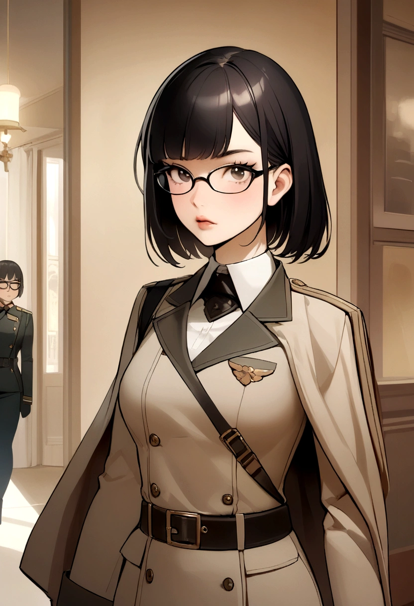 Black Hair、Shortcuts、Glasses、Girl in uniform