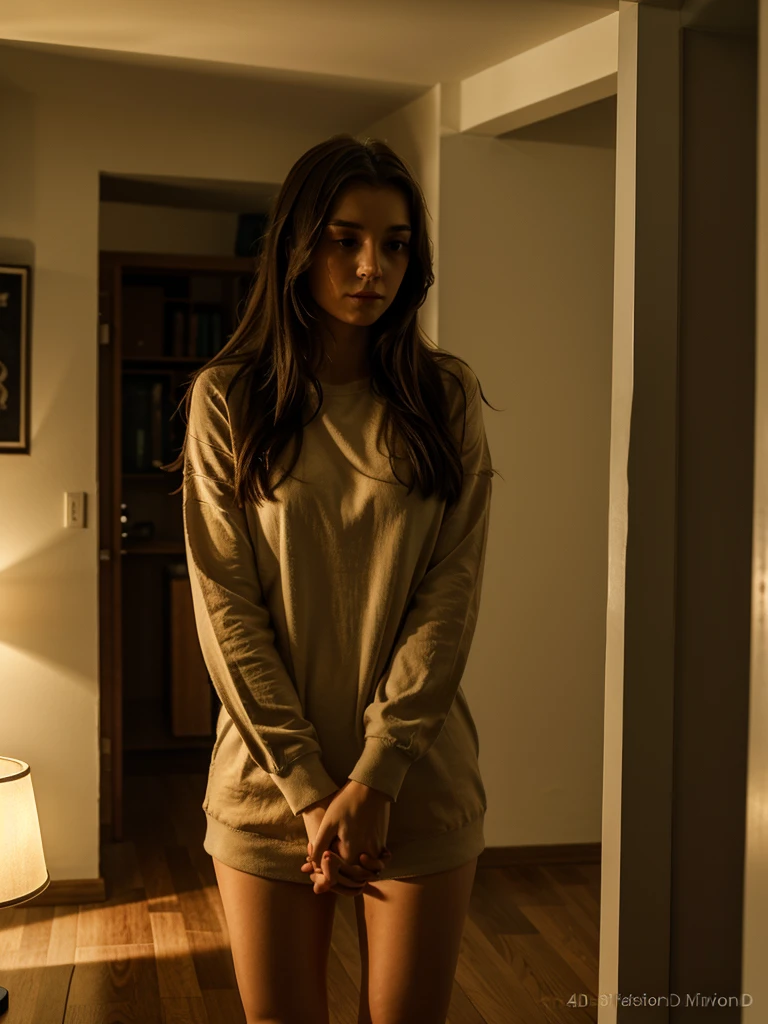 girlfriend emotional holding the hands of her boyfriend in a low light room corner ,realistic 4k UHD