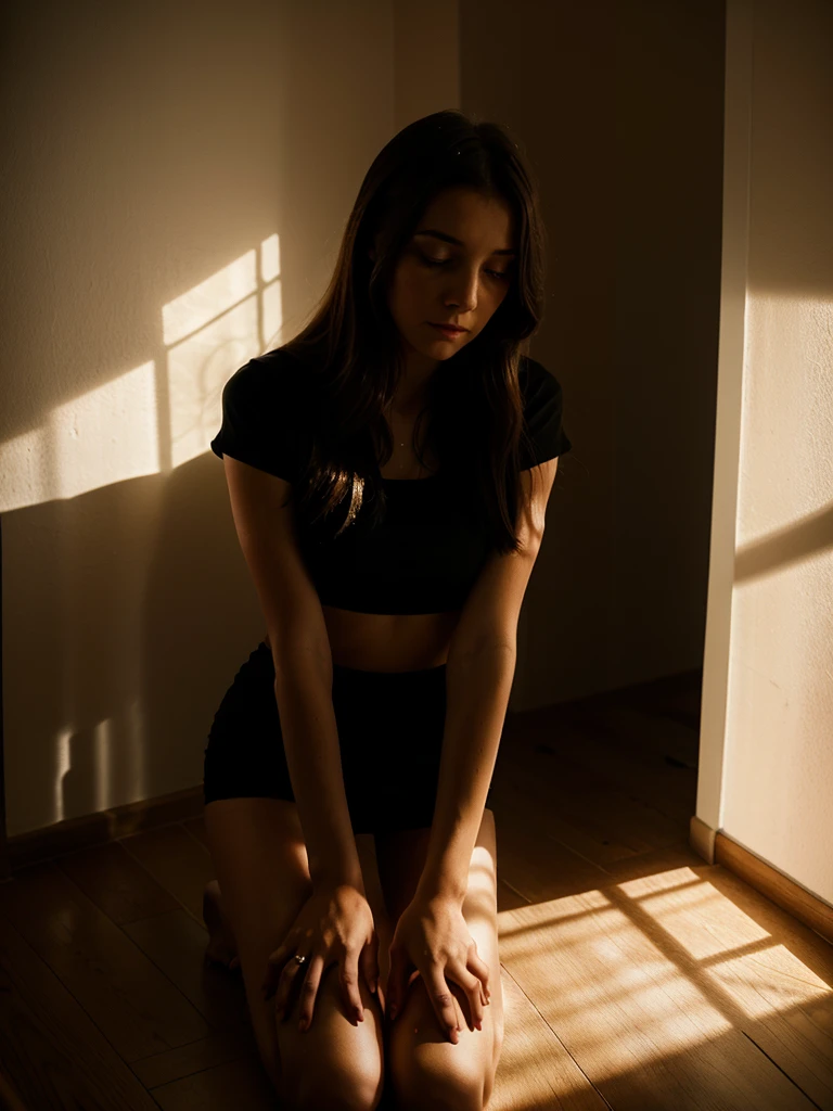 girlfriend emotional holding the hands of her boyfriend in a low light room corner ,realistic 4k UHD