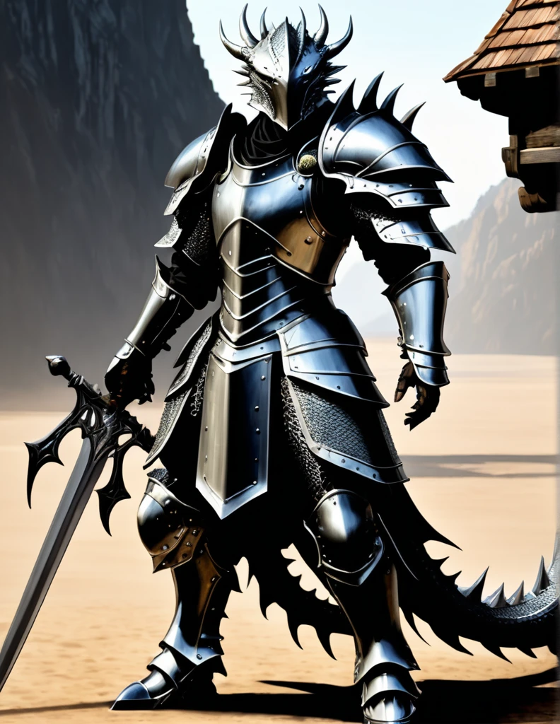 ((3D, CGI)) Dragon-face, full body picture, anime style line art, heavy ink weight, a 1 Warforged in chain mail armor. ((more detail, enhanced)). 32k