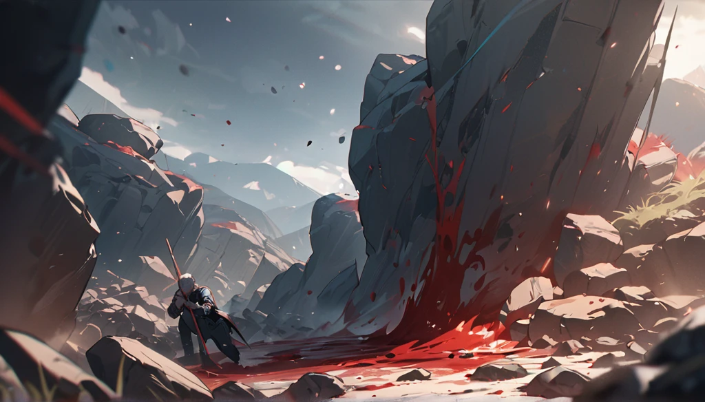 Resolution full, boy, very accurate, best quality, masterpiece, blood, cinematic lighting, full HD, very sharpener, mouth only, best art, very accurate, rock field, blood falling