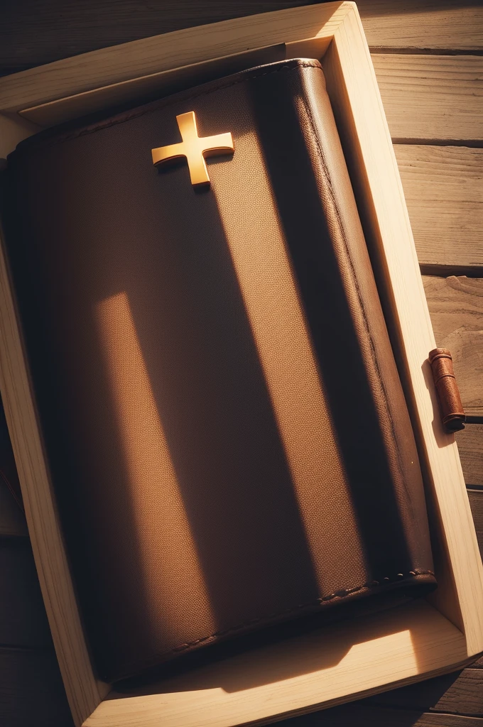 generate an image of a bible with a cross in the middle