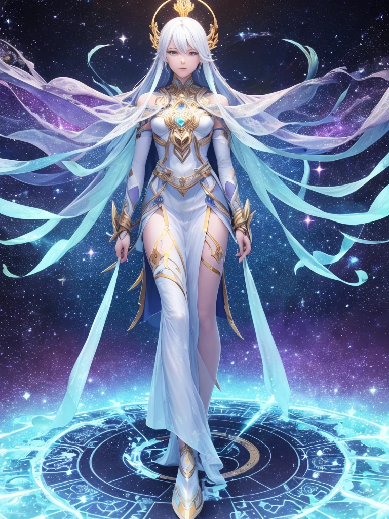 **name:** Astraeus

**Description:** Astraeus is a singular being in a universe of unimaginable vastness. He possesses a cosmic consciousness that transcends known physical and mental boundaries. Its shape is fluid, often appearing as an ethereal figure of starlight, capable of manifesting itself at any point in space and time.

**history:** Astraeus was born from the convergence of stellar energy in an ancient cosmic event. Since then, He has traveled the ends of the universe, exploring galaxies, solar systems and even parallel dimensions. Your mission is not just to observe, but also protect and guide the civilizations that it encounters on its path.

**powers:**
1. **Cosmic Consciousness:** Astraeus is fully conscious and interacts with the universe as a whole. He understands energy patterns, fundamental physics and astronomical events on a universal scale.
   
2. **Energy manipulation:** He can channel and manipulate stellar and cosmic energy for various purposes., from healing injured planets to creating sentient life forms.

3. **Interdimensional Travel:** Astraeus can cross dimensional barriers, appearing and disappearing in different realities as needed.

4. **Temporal Perception:** He is not restricted by the linearity of human time and can perceive past events, present and future simultaneously.

**Personalidade:** Despite his immense wisdom, Astraeus possesses a calm serenity and compassion for all life forms. He is a patient observer and a wise guide, but can also act with unparalleled cosmic power when necessary to preserve the balance of the universe.

**motivation:** Its main motivation is to ensure that cosmic harmony is maintained, helping civilizations evolve spiritually and technologically, while protecting against threats that could destabilize the fabric of the universe.

**visual:** Its appearance varies depending on the perception of whoever sees it., can be described as 
