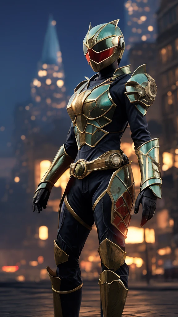 kamen rider wizard。ファンタジー風の全身鎧を身にまとったwoman, Only the eyes were exposed、A fully enclosed helmet designed to resemble a crown, Composite Layered Chest Plate, Fully covered shoulder and hand guards, Lightweight waist armor, Close-fitting shin guards, The overall design is sturdy yet flexible, ((The armor emits a blue light., Accented with black and green accents)), Gives off a noble aura, She is floating above the city of the future, This character is、It embodies a hero wearing fantasy surreal style armor elaborately crafted in anime style.。, Exquisite and mature cartoon art style, (Bat Concept Armor, Realistic:1.4, Realistic textured materials:1.2, Professional photos, Cinematic), ((City night view, element, energy, elegant, goddess, woman:1.5)), metallic, High resolution, Highest quality, High resolution, 超detailed, Ultra-fine painting, Very delicate, Anatomically correct, Symmetrical face, 非常にdetailedな目と顔, High quality eyes, creativity, RAW Photos, 超High resolution, 32k, Natural light, Cinematic lighting, masterpiece-anatomy-perfect, masterpiece:1.5、Realistic, Highest quality, masterpiece, difficult_suit, A street with towering skyscrapers,Neon Light, Holographic Projection, スチームパンクのelement, Concept art by Syd Mead, cyber punk, Digital Painting, Futuristic cityscape, Vibrant, Neon color, Holographic Projection, Intricate details, High resolution, detailed、