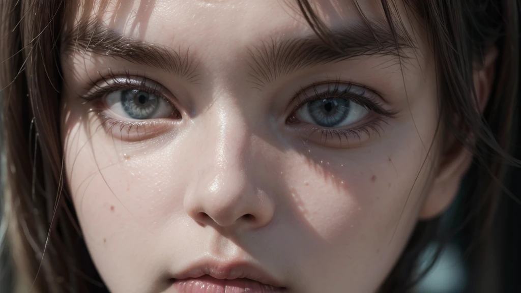  Realistic, close-up of a person looking around nervously in the sudden silence, detailed expression, urban background, muted colors, soft light, tense mood.
