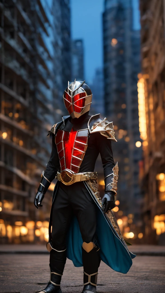 kamen rider wizard。ファンタジー風の全身鎧を身にまとったwoman, Only the eyes were exposed、A fully enclosed helmet designed to resemble a crown, Composite Layered Chest Plate, Fully covered shoulder and hand guards, Lightweight waist armor, Close-fitting shin guards, The overall design is sturdy yet flexible, ((The armor emits a blue light., Accented with black and green accents)), Gives off a noble aura, She is floating above the city of the future, This character is、It embodies a hero wearing fantasy surreal style armor elaborately crafted in anime style.。, Exquisite and mature cartoon art style, (Bat Concept Armor, Realistic:1.4, Realistic textured materials:1.2, Professional photos, Cinematic), ((City night view, element, energy, elegant, goddess, woman:1.5)), metallic, High resolution, Highest quality, High resolution, 超detailed, Ultra-fine painting, Very delicate, Anatomically correct, Symmetrical face, 非常にdetailedな目と顔, High quality eyes, creativity, RAW Photos, 超High resolution, 32k, Natural light, Cinematic lighting, masterpiece-anatomy-perfect, masterpiece:1.5、Realistic, Highest quality, masterpiece, difficult_suit, A street with towering skyscrapers,Neon Light, Holographic Projection, スチームパンクのelement, Concept art by Syd Mead, cyber punk, Digital Painting, Futuristic cityscape, Vibrant, Neon color, Holographic Projection, Intricate details, High resolution, detailed、