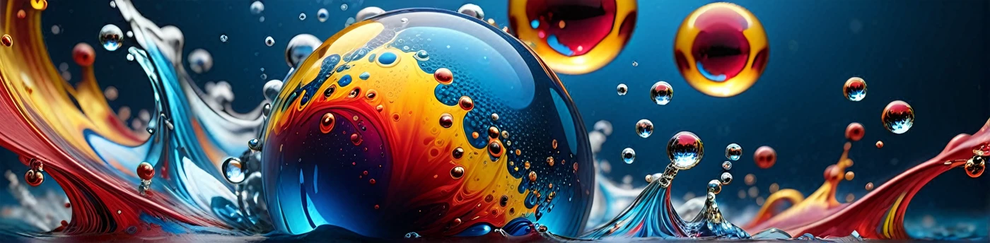 image of a blue ball with bubbles and red-yellow flames, Water particules, Water particle in front, Bubbling liquids, liquid fire, ferro liquid of arbitrary shape, ferro liquid oceans, Water particles, psychedelic droplets of Water, colorful ferro liquid armor, fractal!! Water, coated with ferro liquid. SLR camera