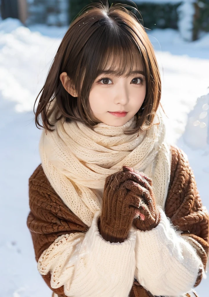 Holding a brown puppy、Hair blowing in the wind、Medium Short Hair、Fluffy scarf、Expressing the whiteness of one&#39;s breath、Photo from the waist up、Night city illumination shot、Cowgirl Shot、Fur coat、豪華なグレーのミンクのFur coat、Wear fine leather boots、Luxury Bags、Inner turtleneck、Silver necklace and small silver earrings Millionaire style:1.4））、Full body photo、smile、 Caustics、Highly detailed photos、Very beautiful woman 、Ample breasts、No makeup、(8K、RAW Photos、Highest quality、masterpiece:1.2)、(Realistic、Realistic)、1 Girl、((Medium Short Hair、Midwinter、Cold region Snow falling、The wind is blowing、Fluttering Hair、Blur the background、Colorful illuminations、Looking into the camera:1.4))、
