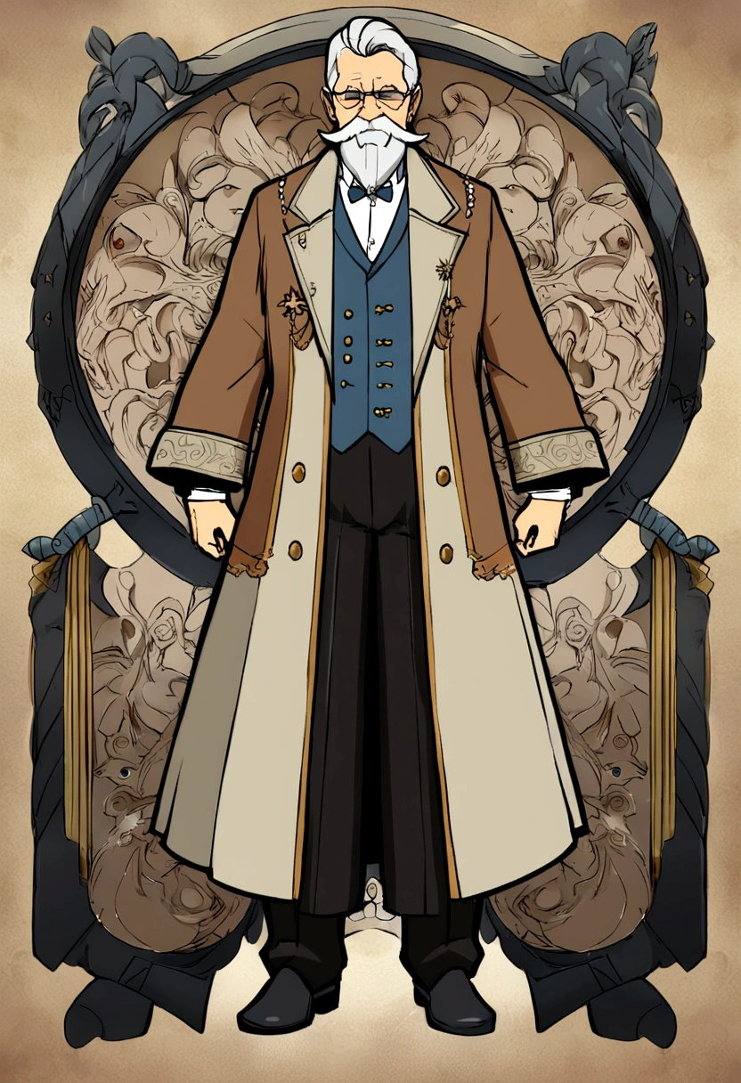 stern looking grandfather, rpg world, fullbody, char design. oldman, grandpa, 1 person grandpa, classic tailor outfit