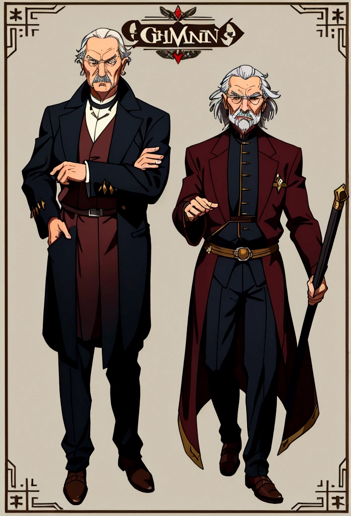 stern looking grandfather, rpg world, fullbody, char design. oldman, grandpa, 1 person grandpa, classic tailor outfit