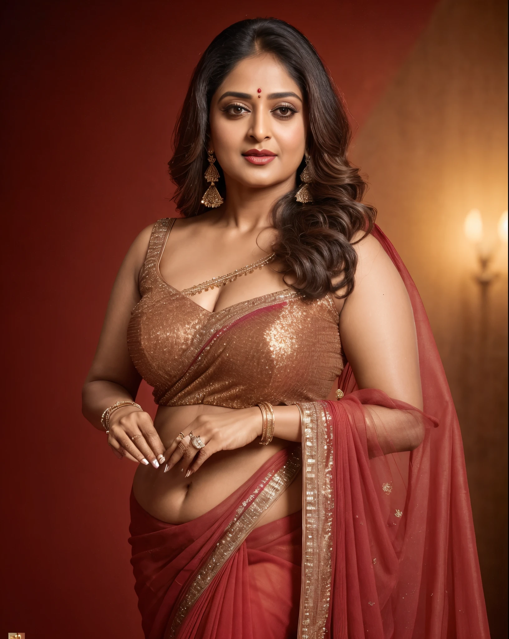 Foto RAW, photorealistic, photography, full body shot, master shot, perfect eyes, goddess like beauty, pierced eyes, perfect thick chubby mallu Desi aunty bhabhi, Wearing a Stanapatta, a chest-band.Saree model, model Photography, Indian saree shoot, Indian traditional wear advertising photography, traditional wear brand shoot, face of Indian actress Sonakshi Sinha, masterpiece, realistic, realism, incredible details, pleasure, photorealism, detailed skin, skin pores, high contrast, photorealistic Artstation 8k HD digital art trend of high definition and detailed realistic skin texture, ultra detail, realistic skin texture, armature, best quality, ultra high definition, (photorealistic:1.4),, high resolution, detail, raw photo, sweat, Re sharp, by Lee Jefferies Nikon D850 Film Stock Photo 4 Kodak Portra 400 Camera F1.6 Lens Rich Color Ultra Real Realistic Realistic Textures Dramatic Lighting Unreal Engine Trending at Art Station Cinestill 800,(pele altamente detalhada: 1.2), 8k UHD, DSLR, soft-lighting, alta qualidade, grain of film, Fujifilm XT3,she didn't like to wear blouse or bra, she is happy to wear only saree, she hates blouse or bra, detailed hairy armpits, hyper realistic skin, skin pores, sweat, veins,