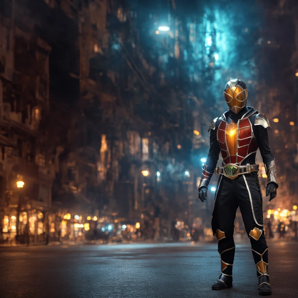 kamen rider wizard。ファンタジー風の全身鎧を身にまとったwoman, Only the eyes were exposed、A fully enclosed helmet designed to resemble a crown, Composite Layered Chest Plate, Fully covered shoulder and hand guards, Lightweight waist armor, Close-fitting shin guards, The overall design is sturdy yet flexible, ((The armor emits a blue light., Accented with black and green accents)), Gives off a noble aura, She is floating above the city of the future, This character is、It embodies a hero wearing fantasy surreal style armor elaborately crafted in anime style.。, Exquisite and mature cartoon art style, (Bat Concept Armor, Realistic:1.4, Realistic textured materials:1.2, Professional photos, Cinematic), ((City night view, element, energy, elegant, goddess, woman:1.5)), metallic, High resolution, Highest quality, High resolution, 超detailed, Ultra-fine painting, Very delicate, Anatomically correct, Symmetrical face, 非常にdetailedな目と顔, High quality eyes, creativity, RAW Photos, 超High resolution, 32k, Natural light, Cinematic lighting, masterpiece-anatomy-perfect, masterpiece:1.5、Realistic, Highest quality, masterpiece, difficult_suit, A street with towering skyscrapers,Neon Light, Holographic Projection, スチームパンクのelement, Concept art by Syd Mead, cyber punk, Digital Painting, Futuristic cityscape, Vibrant, Neon color, Holographic Projection, Intricate details, High resolution, detailed、