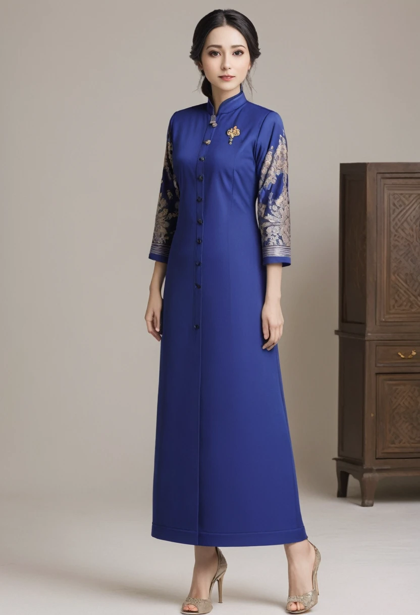 A beautiful muslimah girl wears baju kurung.She also wears a hijab