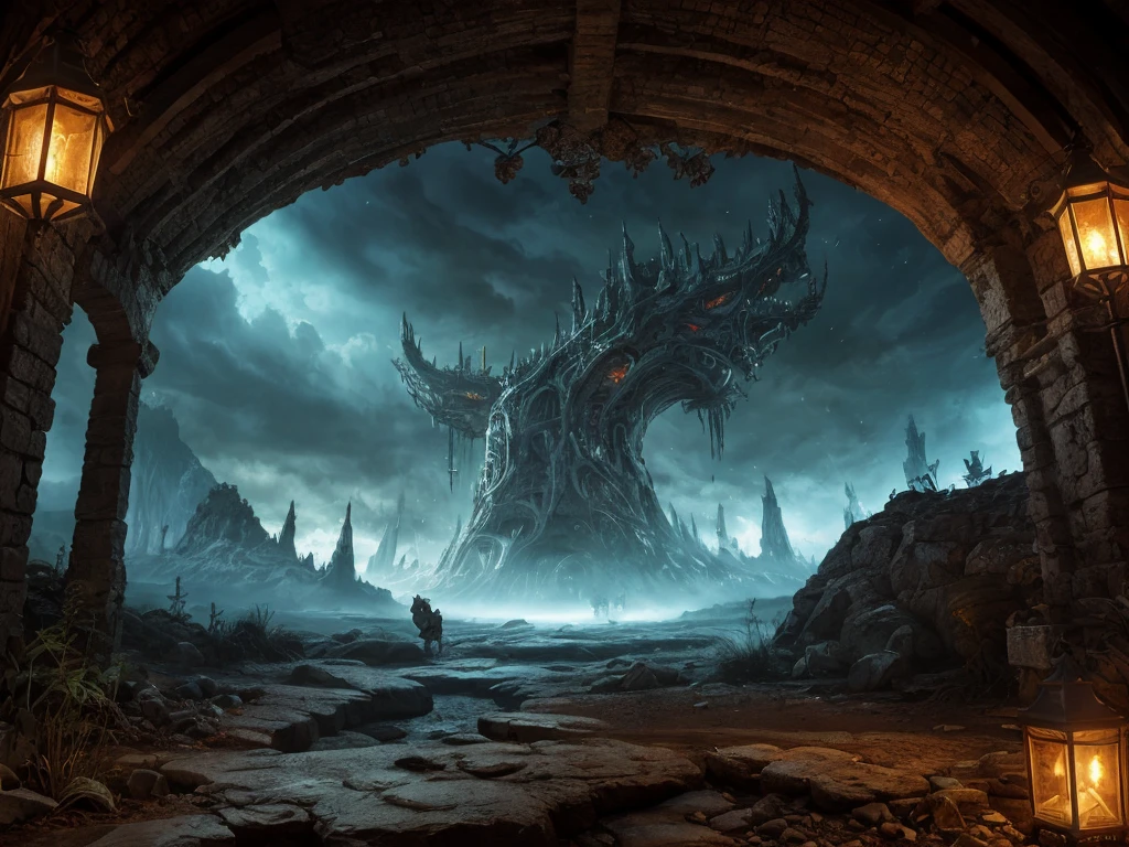 inspiré de Tolkien,À la manière de John Howe,detailed fantasy landscape,enchanted forests,majestic mountains,epic battles,dangerous dungeons,magical creatures,highly detailed armor,best quality,4k,8k,highres,masterpiece:1.2,ultra-detailed,realistic,photorealistic,photo-realistic:1.37,HDR,UHD,studio lighting,ultra-fine painting,sharp focus,physically-based rendering,extreme detail description,professional,vivid colors,bokeh,fantasy art