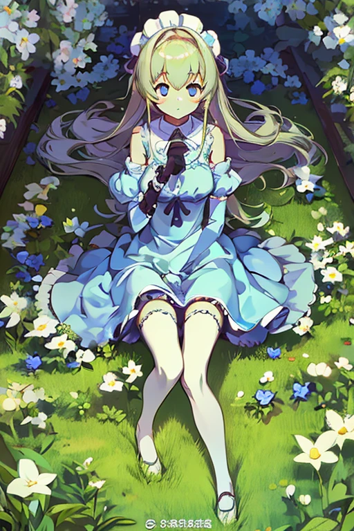 masutepiece, Best Quality, High resolution,Solo,1girl in, Full body, Description Girls, detail hands,Detail fingers, Detail Face,cute face,detail legs, overdetailed art, Fine detailed,[in grave yard],[[pale blue skin]],[long hair],spring dress,liliy,[[shrieking]]