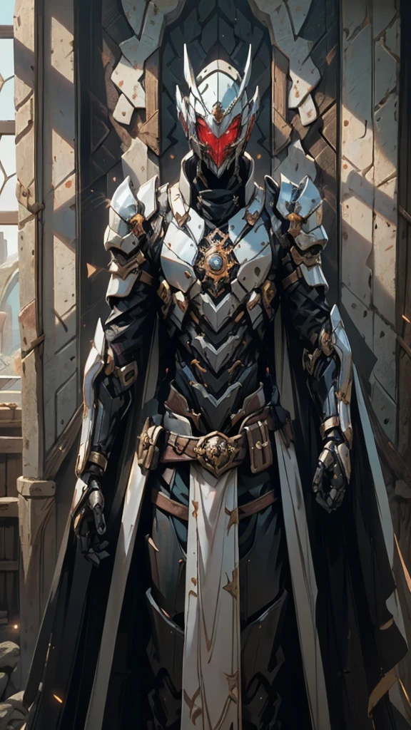 A man wearing a full-face helmet that covers most of his face, adorned in a biomimetic fantasy-style armor, the predominant black color is accented with red textures in the design this character embodies a finely crafted fantasy-style armored warrior design in anime, characterized by a sophisticated and mature manga art style, ((character concept art)), high definition, best quality, ultra-detailed, extremely delicate, anatomically correct, symmetrical face, extremely detailed eyes and face, high quality eyes, creativity, RAW photo, UHD, 16k, (Natural light, cinematic lighting, masterpiece:1.5)