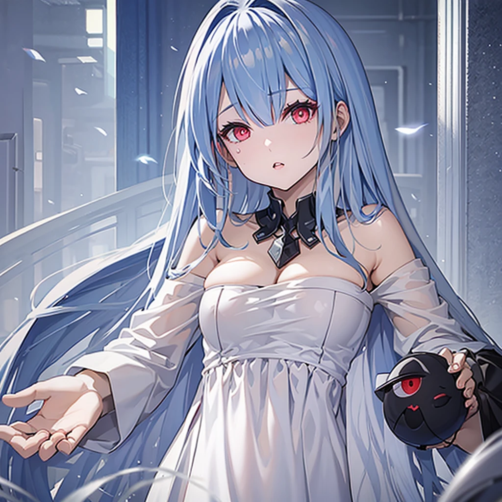 Best quality perfect face animme 1female big chest looking at viewer red eyes
