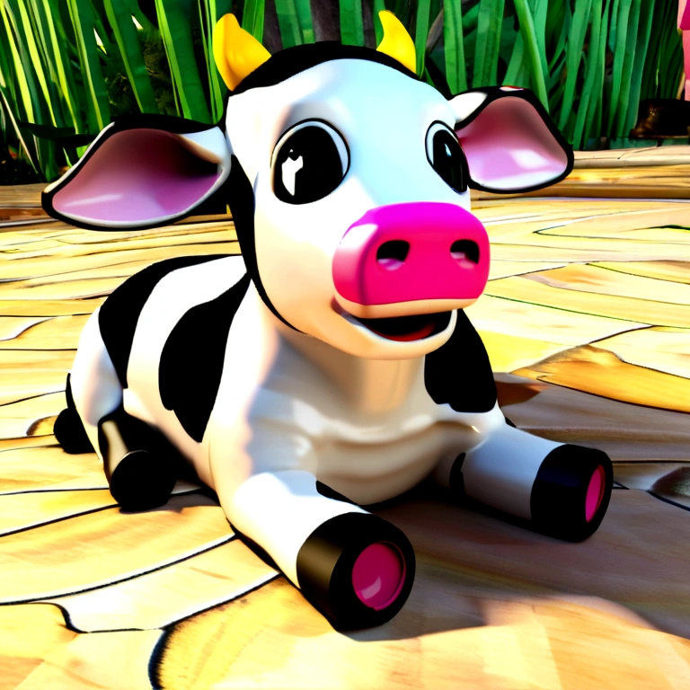 Little Krishna with cow in beautiful Jungle real 3D