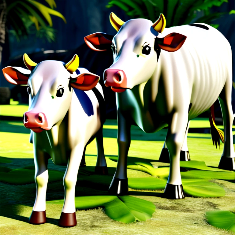  Krishna with cow in beautiful Jungle real 3D