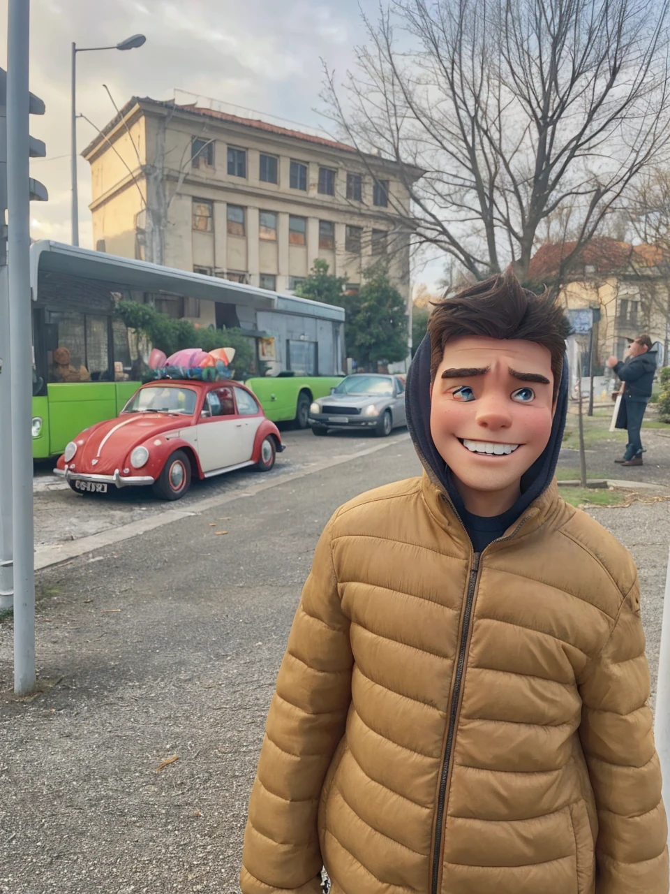 Turn this photo into an animated deaneno in the style of fairy godparents
