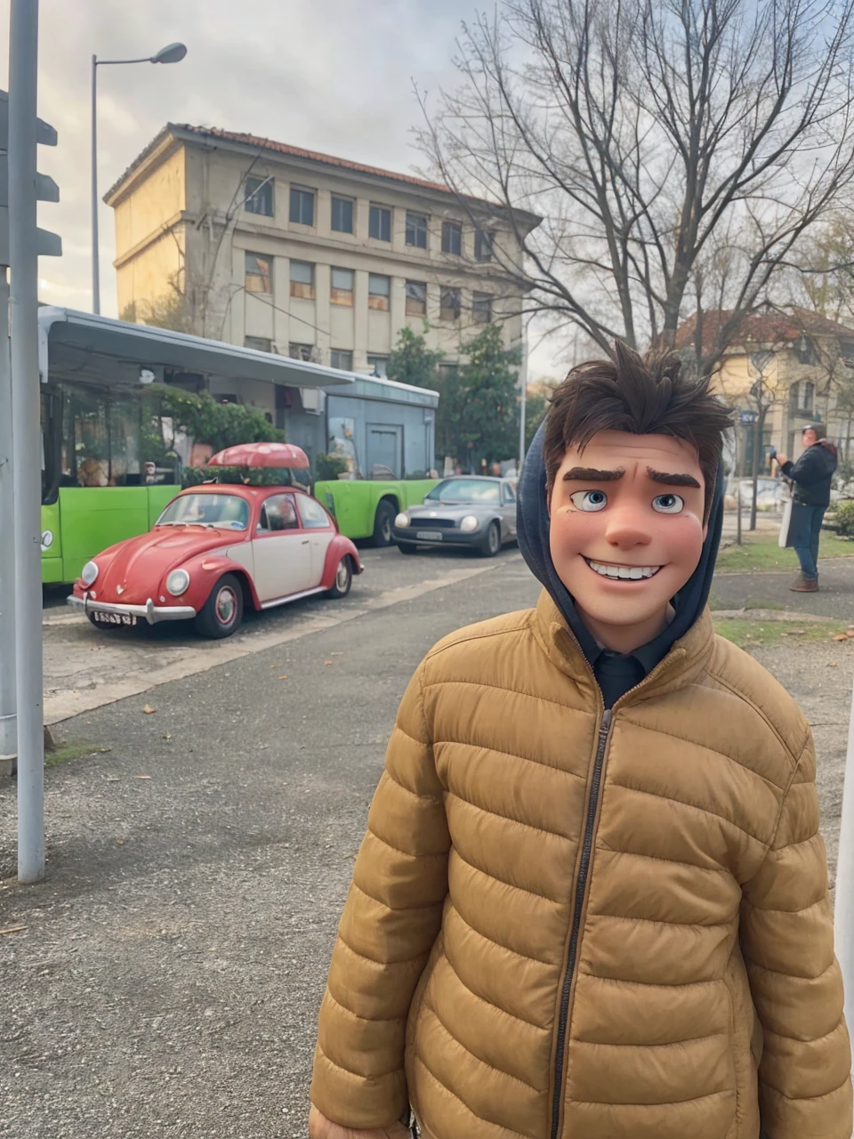 Turn this photo into an animated deaneno in the style of fairy godparents