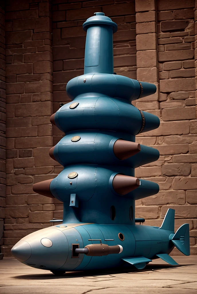 A submarine with a large pestle