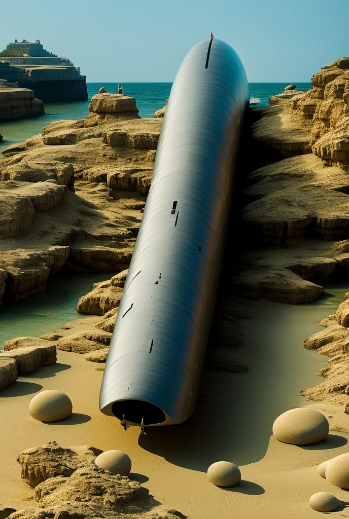 A submarine with a large pestle