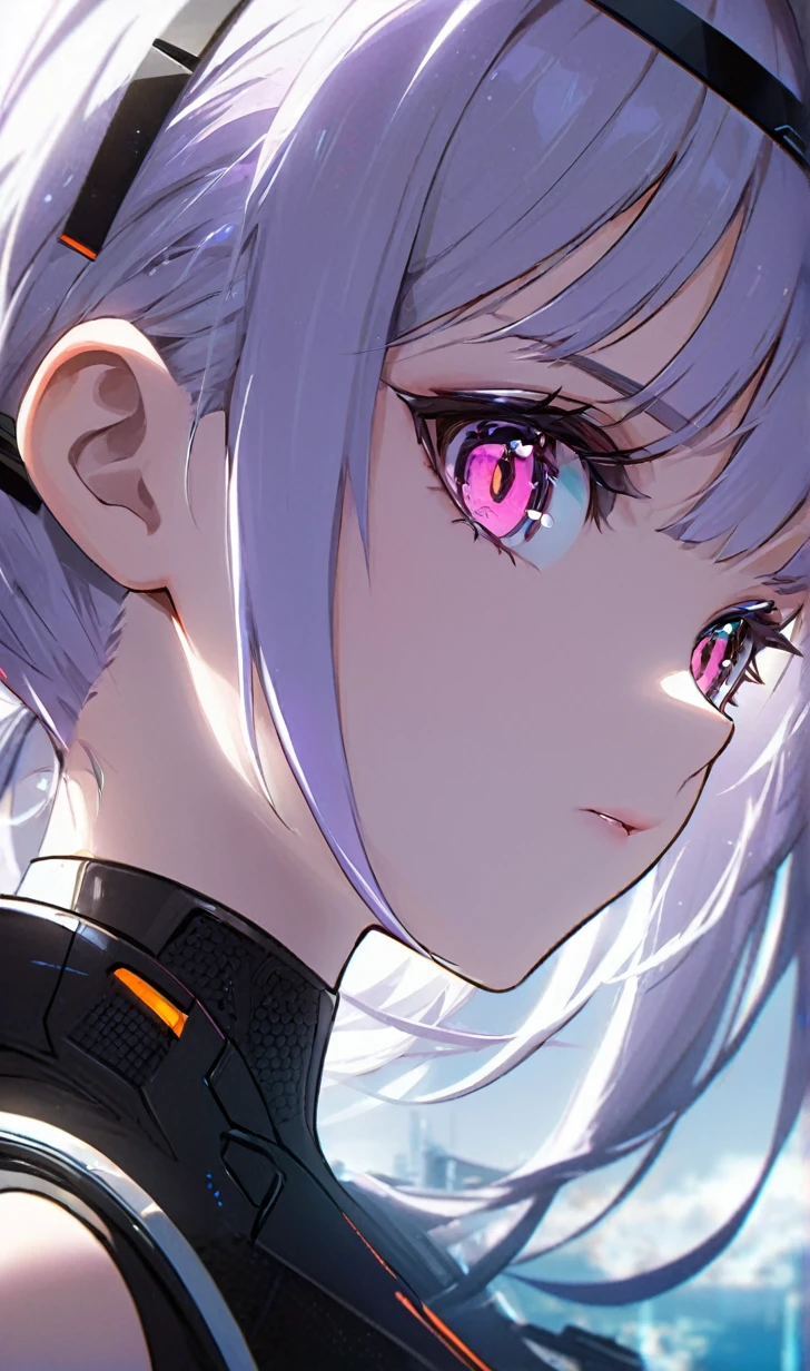 Cyberpunk girl, future world, close up