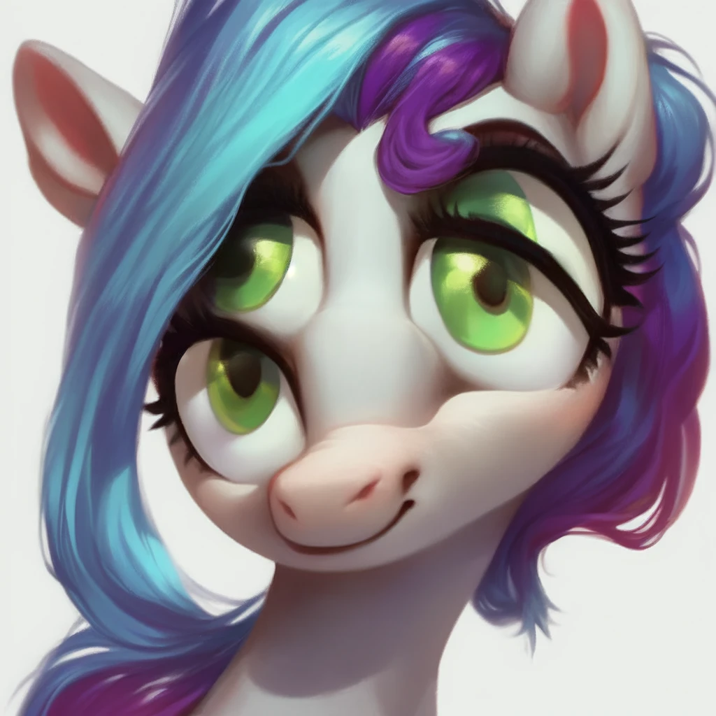 score_9, show accurate, cute pony portrait, simple white background