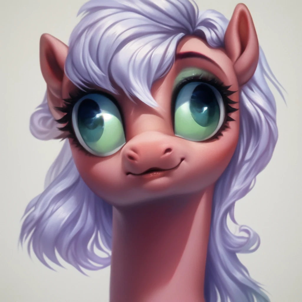 score_9, show accurate, cute pony portrait, simple white background