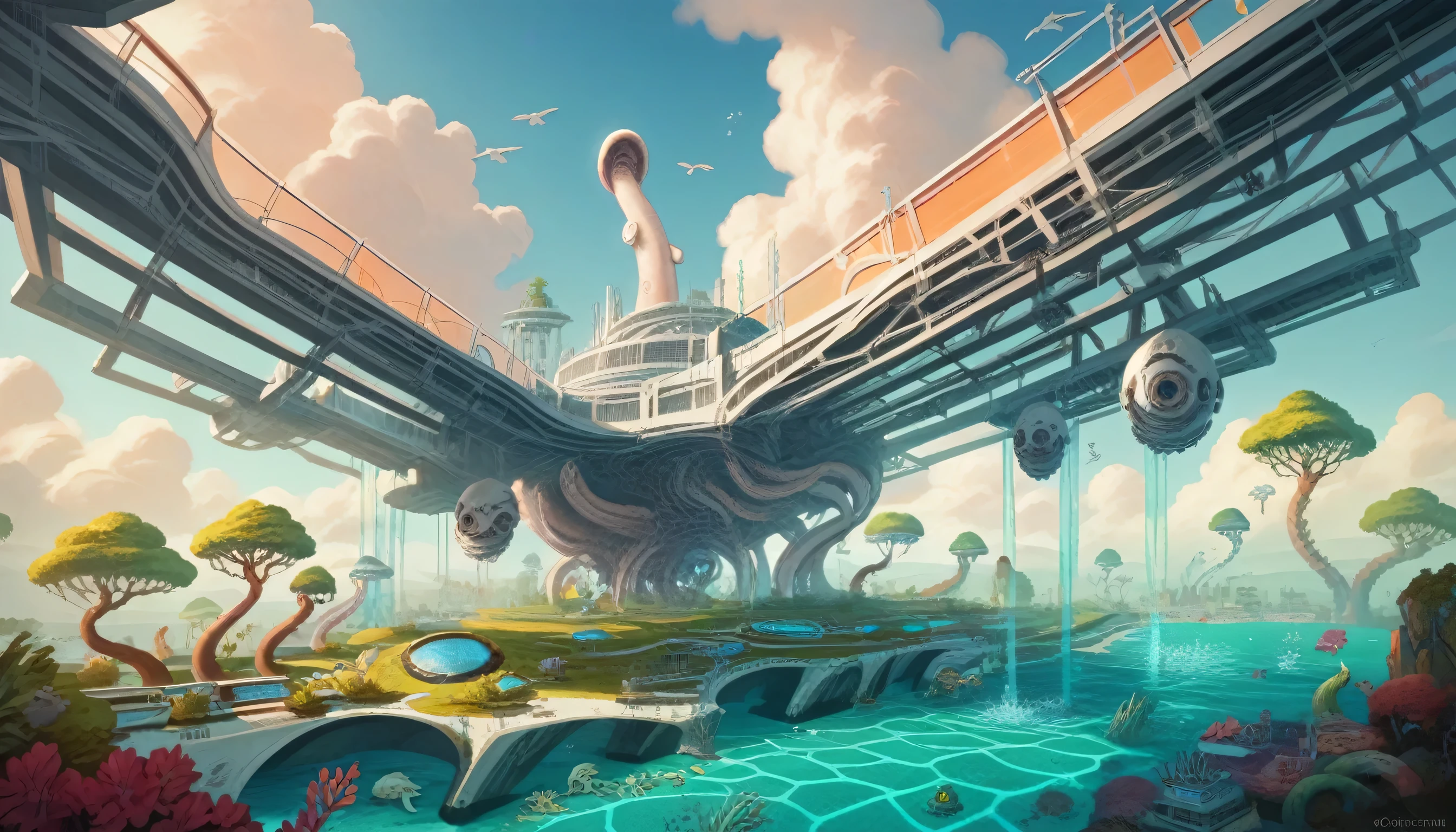 Standard Aesthetics, Art Studies, whales, Fantasy world, citys, Science fiction, futurism, large scene, to dream, blue sky, paisaje, sky, clouds, open air, Science fiction, water, citys, Tree, bridge, waterfall, deepsea, AngelT, surreal, glass, alien planet, jellyAngelT, starAngelT, octopus, underwater citys, white alien building, details Intricate, highy detailed, realisitic, Full of fantasy, Fantasy world, bright coloured, 4k resolution, Ultra-high quality, to dreamlike scenes, artistic, Imaginative
,origami art