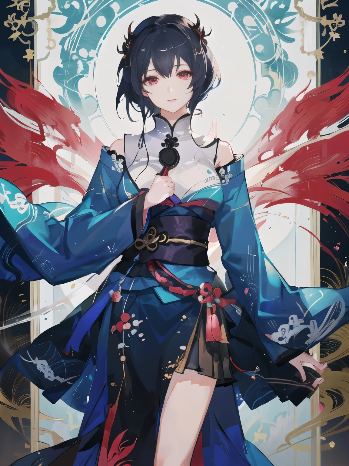 anime - style image of a woman dressed in a kimono outfit, black - haired mage, guweiz, demon slayer rui fanart, best anime 4k konachan wallpaper, artwork in the style of guweiz, anime style 4 k, anime art wallpaper 8 k, guweiz on pixiv artstation, 4 k manga wallpaper