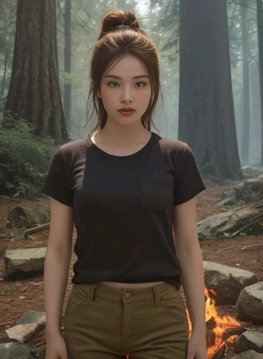 Asian woman Araffe Portrait of a person with a round face, Warm light, morning sun, long hair,black eyes,abdominal muscles, The body is beautiful and strong., (digital painting, HDR, high contrast), best quality:1.2),,(8K,height,raw image,realistic,photo-realistic:1.3),(Fine texture,Fine fabric,Beautifully detailed face:1.25),professional lighting,Photon mapping,beautiful soft light,Radiation,Physical rendering,Ray tracing, Modeling style, Modeling style, (วอลล์เปเปอร์ CG unity 8K ที่มีรายละเอียดมาก), ผู้หญิงอาราฟ Shot with Canon EOS R5, Shot with Canon EOS R5, Shot with a Nikon z9 camera., shot with canon eoa 6 d mark ii, ถ่ายด้วย canon eos 5 d mark iv, 1 3 5 mm.