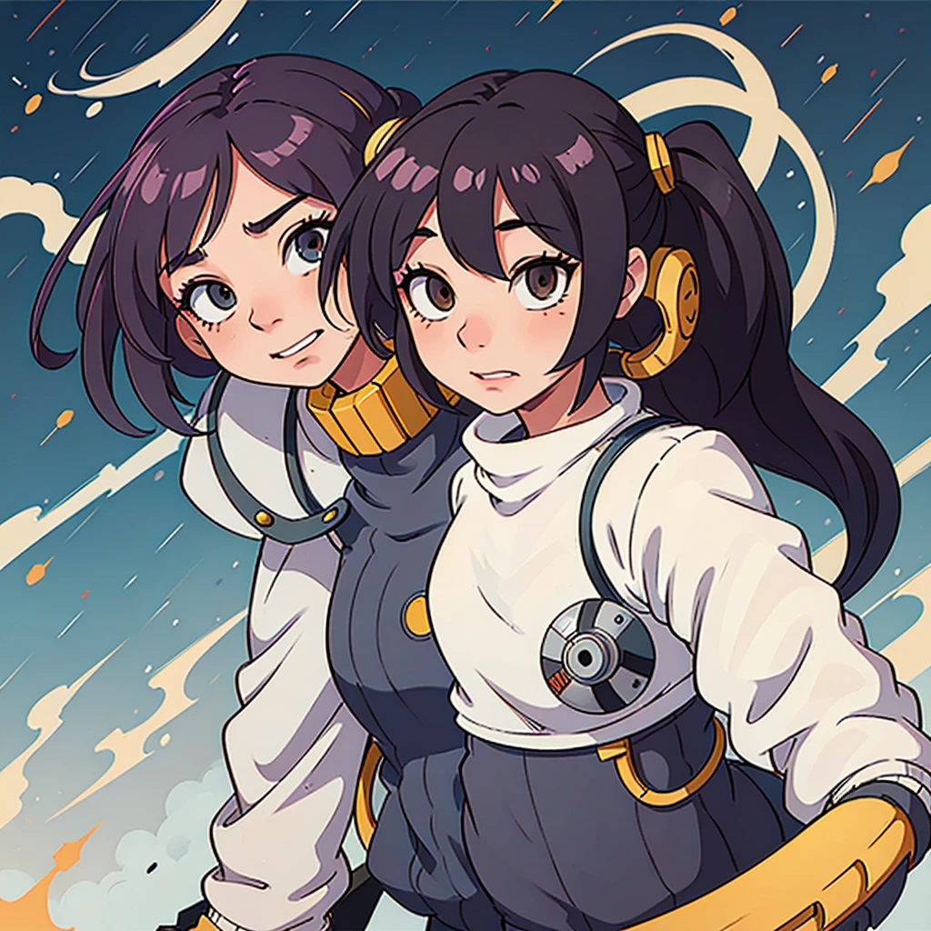 (Boku no hero academia) girl, mechanical prosthetic arm, muicano hair style