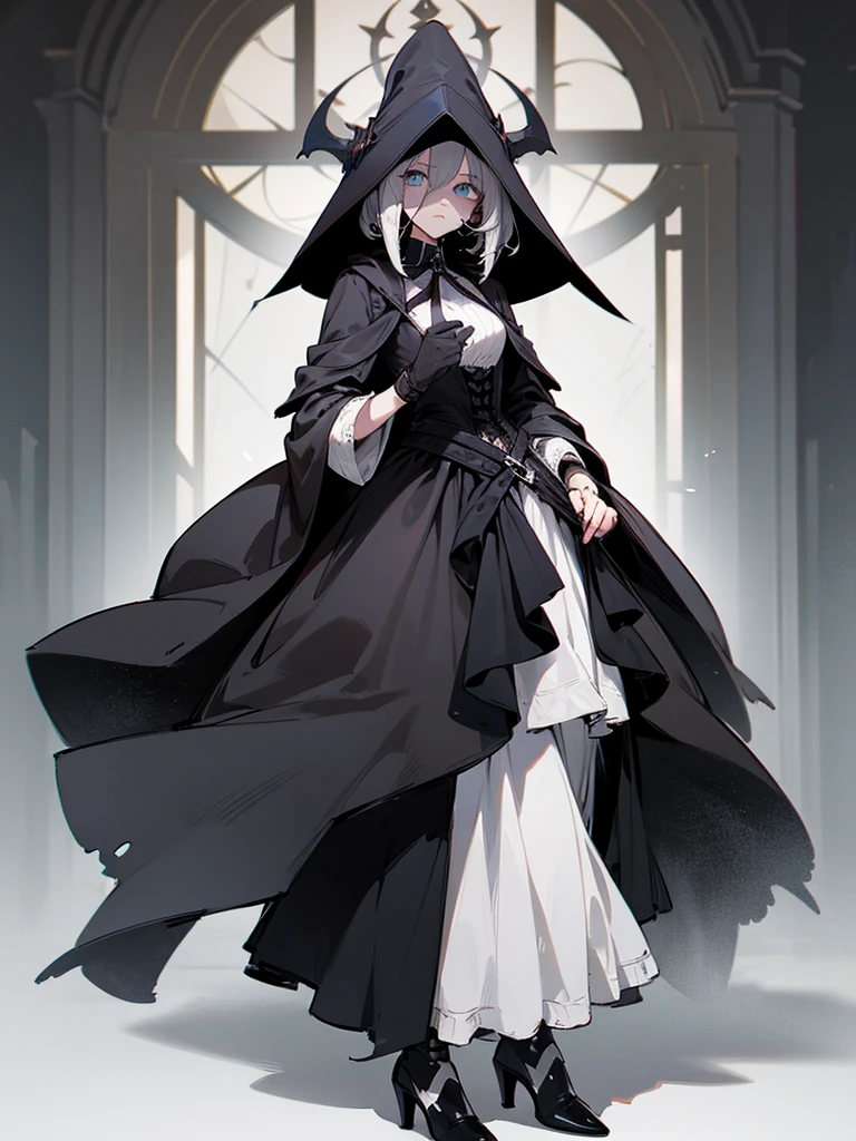 A female plague doctor. She would have totally black, short and messy hair. Her eyes would also be black and she would be very tall, having the appearance and stature of an adult. Her clothes would cover her entire body except for her face.