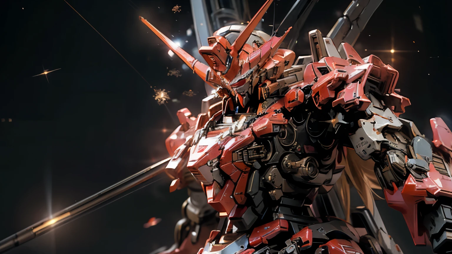 Char's Zaku II、Mobile Suit Gundam,Anime,8K resolution,Space,Stars,Beam saber,Menacing,Powerful,Dramatic,High-detail,
Sharp anime-style 8K resolution illustration of Char's Zaku II charging from behind in space. The Zaku II's monoeye glows red and it wields a beam saber. The Zaku II fills the frame and stars are visible in the background.