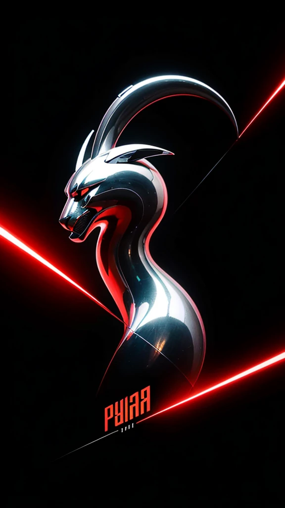 A striking conceptual artwork featuring a sleek, ultra-minimalistic metallic design of a roaring puma head. The head is formed from the word "PANIT ," with a sense of power and motion. Below the head, the word "the warrior" is written in small, simple font, adding depth to the message. The entire design is set against a pitch-black background, allowing the vibrant metallic lines and typography to stand out and create a bold visual statement., conceptual art, vibrant, typography