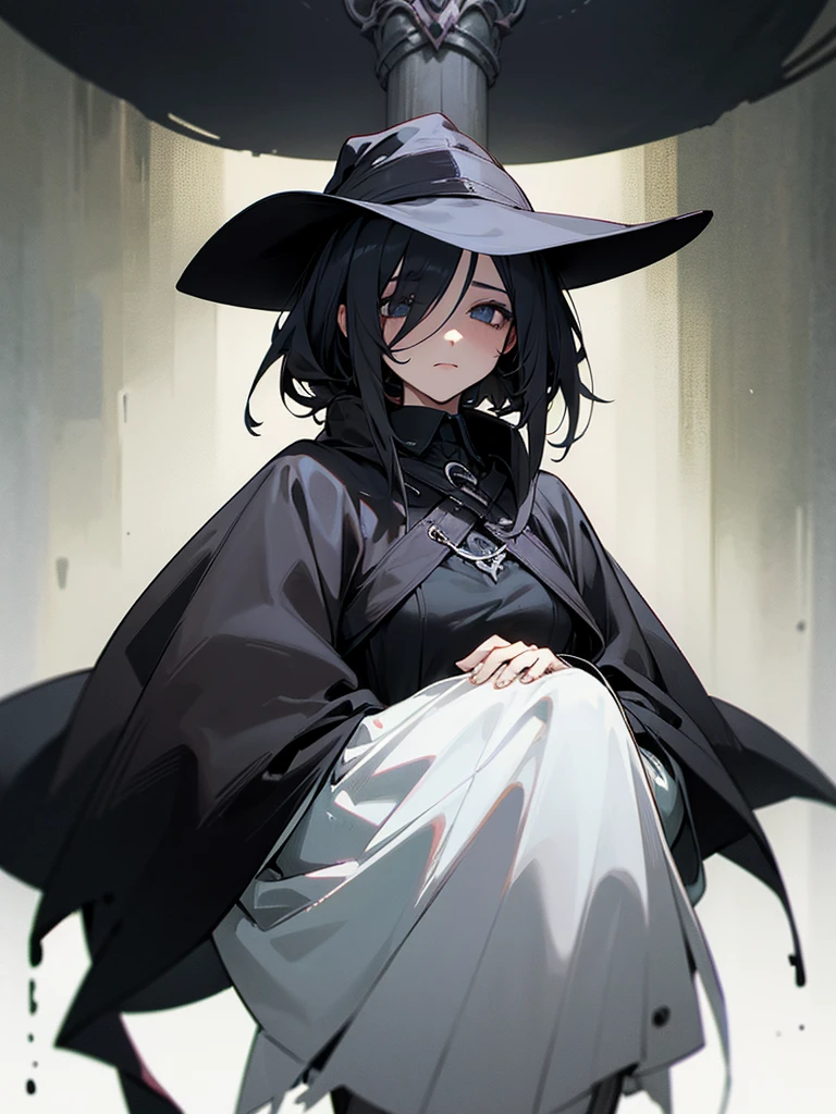 A female plague doctor. She would have totally black hair, her hair is short and messy. Her eyes would also be black and she would be very tall, having the appearance and stature of an adult. Her clothes would cover her entire body except for her face.