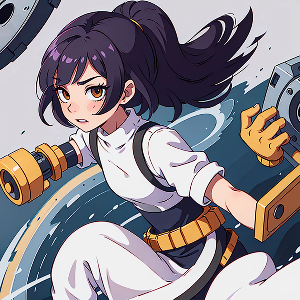 (Boku no hero academia) girl, mechanical prosthetic arm, muicano hair style 