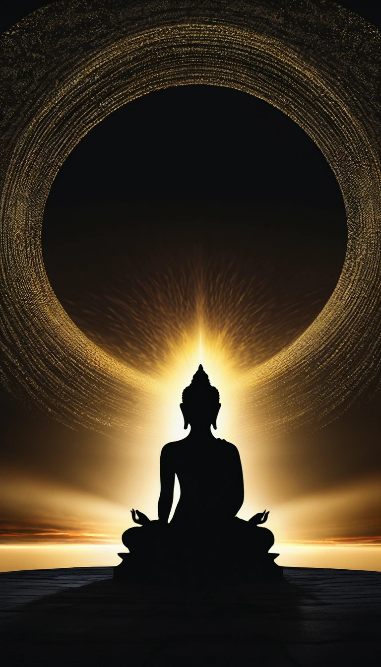 Fascinating silhouette of a mysterious figure, The statue is beautifully rendered in a serene lotus pose., Gives off a truly captivating golden aura, Illuminates the inner spiritual aura. Complex lighting effects create a hypnotic illusion, Against a pitch black background、Cast a heavenly halo around a person. The scene is presented in a breathtaking 360-degree view, Providing a comprehensive and immersive view.
Produced in ultra-high resolution (Ultra-high resolution) Optimized for Retina displays, This silhouette shows off anatomical accuracy and highly detailed features., ensuring