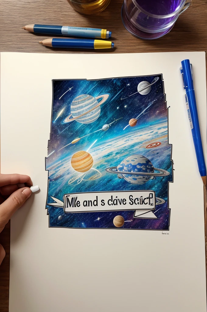 Make a badge for my science club in it you write don Bosco school Gumla and draw some element of space and also write I loves space in it