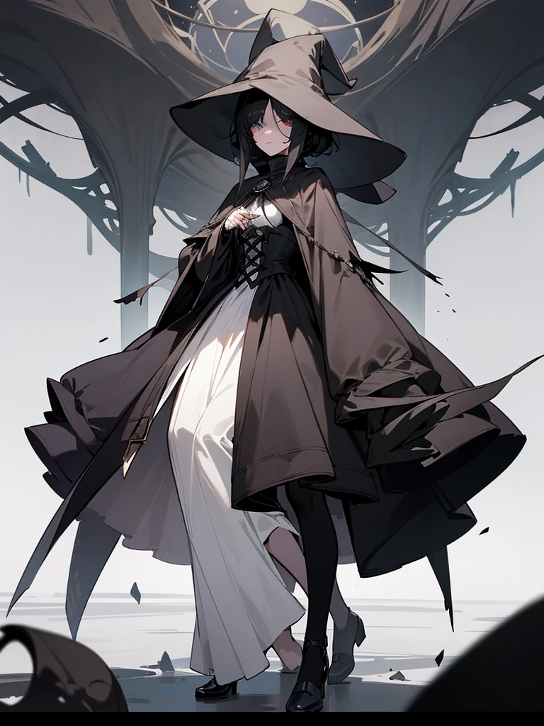 A female plague doctor. She would have totally black hair, her hair is short and messy. Her eyes would also be black and she would be very tall, having the appearance and stature of an adult. Her clothes would cover her entire body except for her face.