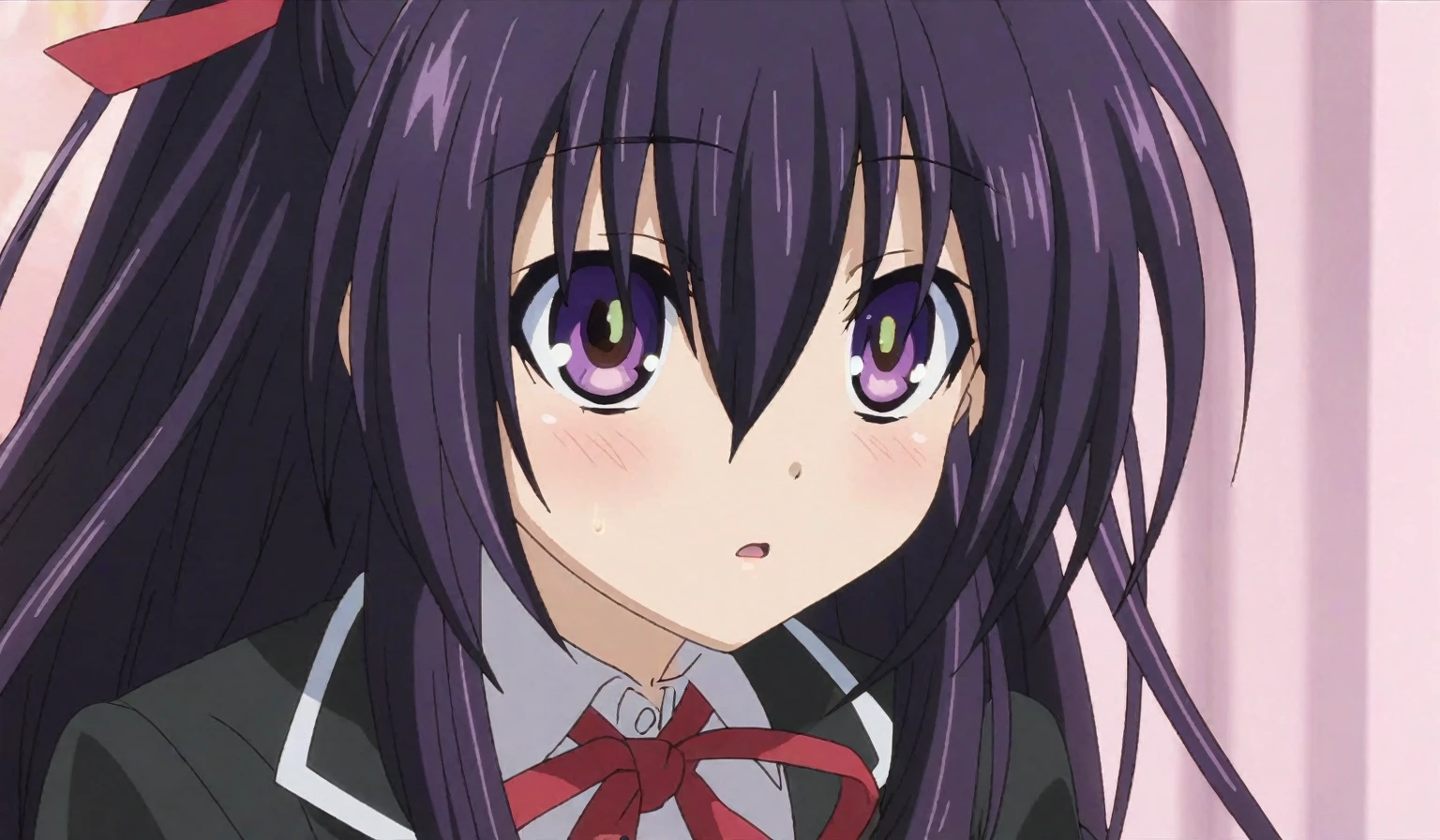 anime girl with long purple hair and a red bow, close up iwakura lain, anime moe artstyle, close up of iwakura lain, yuyushiki, close up of a young anime girl, reisen udongein inaba, iwakura lain, anime still image, misato katsuragi, anime still frame