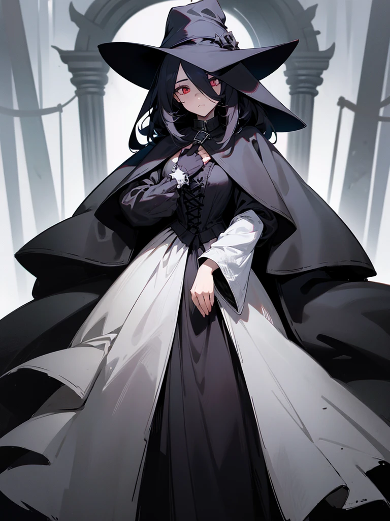 A female plague doctor. She would have totally black hair, her hair is short and messy. Her eyes would also be black and she would be very tall, having the appearance and stature of an adult. Her clothes would cover her entire body except for her face.