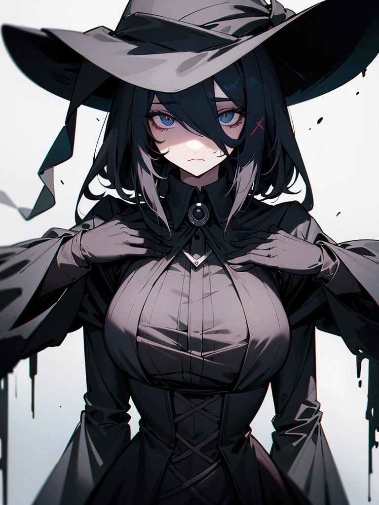 A female plague doctor. She would have totally black hair, her hair is short and messy. Her eyes would also be black and she would be very tall, having the appearance and stature of an adult. Her clothes would cover her entire body except for her face.