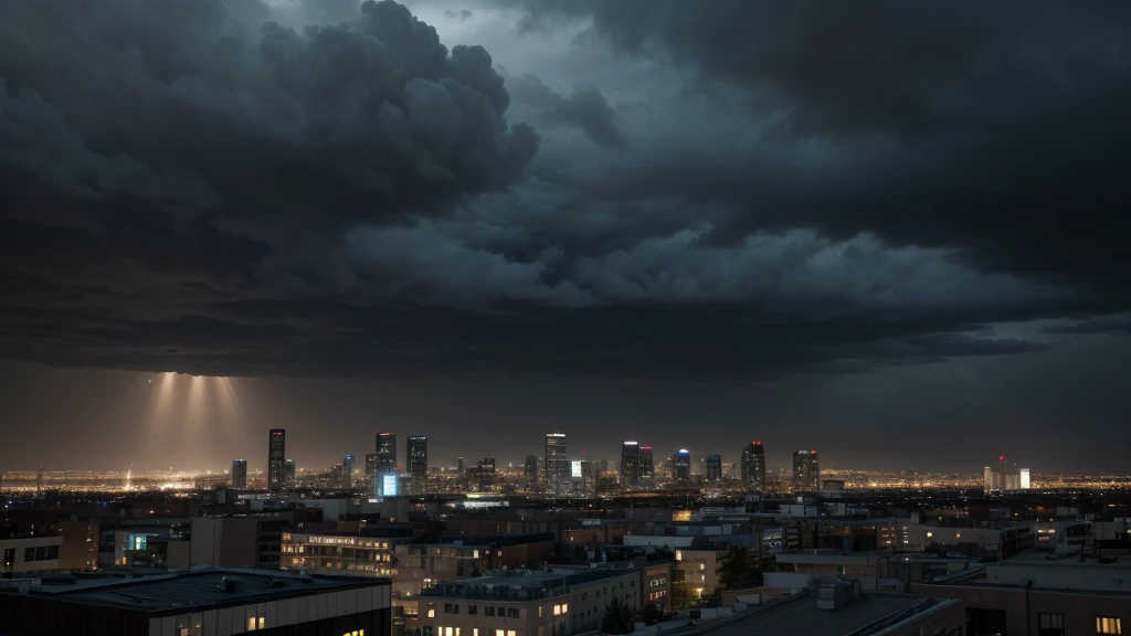 Cinematic, wide shot of an urban area with people reacting to the sound, realistic depiction, overcast sky, soft lighting, intense atmosphere.