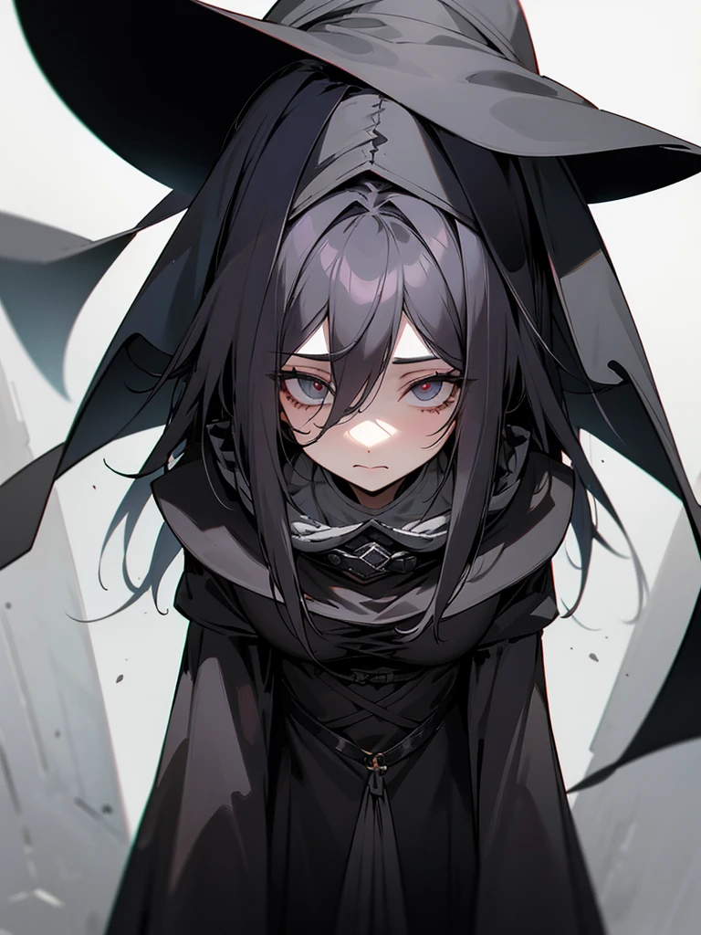 A female plague doctor. She would have totally black hair, her hair is short and messy. Her eyes would also be black and she would be very tall, having the appearance and stature of an adult. Her clothes would cover her entire body except for her face.