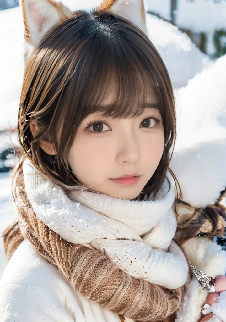 Holding a Shiba Inu、Hair blowing in the wind、Medium Short Hair、Fluffy scarf、Expressing the whiteness of one&#39;s breath、Photo from the waist up、Night city illumination shot、Cowgirl Shot、Fur coat、豪華なグレーのミンクのFur coat、Wear fine leather boots、Luxury Bags、Inner turtleneck、Silver necklace and small silver earrings Millionaire style:1.4））、Full body photo、smile、 Caustics、Highly detailed photos、Very beautiful woman 、Ample breasts、No makeup、(8K、RAW Photos、Highest quality、masterpiece:1.2)、(Realistic、Realistic)、1 Girl、((Medium Short Hair、Midwinter、Cold region Snow falling、The wind is blowing、Fluttering Hair、Blur the background、Colorful illuminations、Looking into the camera:1.4))、
